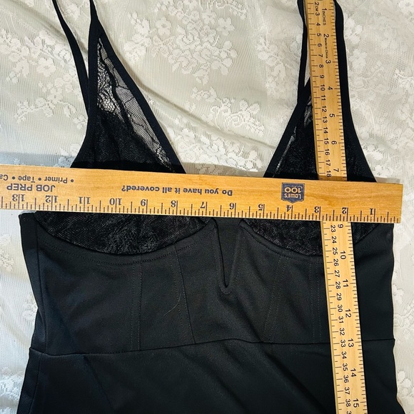 Zara Black Lace Bustier Mini Dress - Stretchy LBD Coquette Goth - Picture 4 of 6